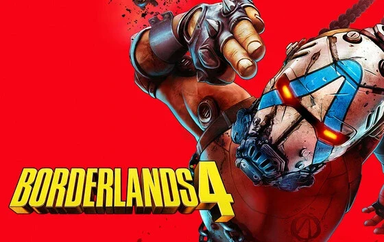 Promotional image for Borderlands 4 featuring a Psycho character in front of a red background.